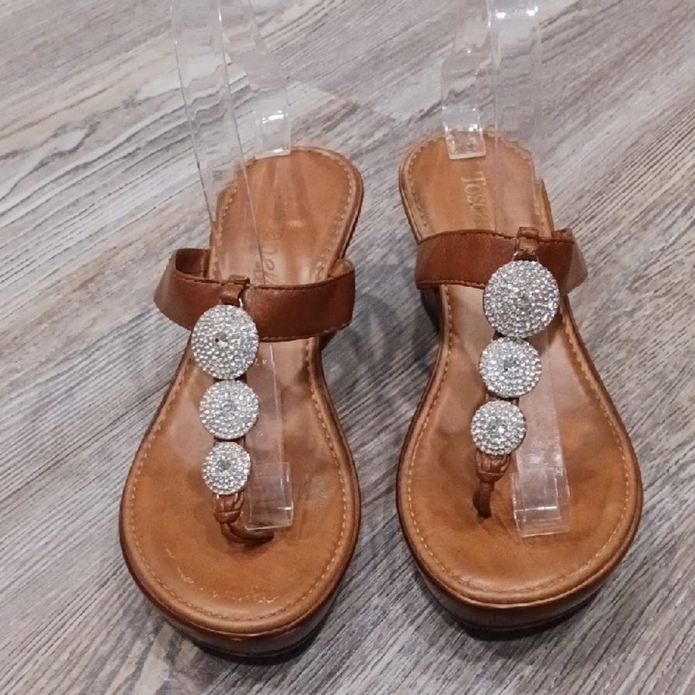 Toscanella Dazzler Thong Sandals With Rhinestone Embellishments